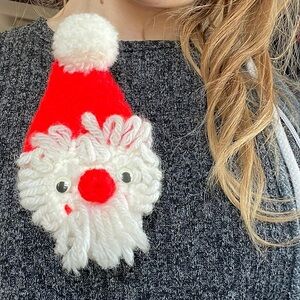 Vintage Festive Santa Brooch with Red Hat
